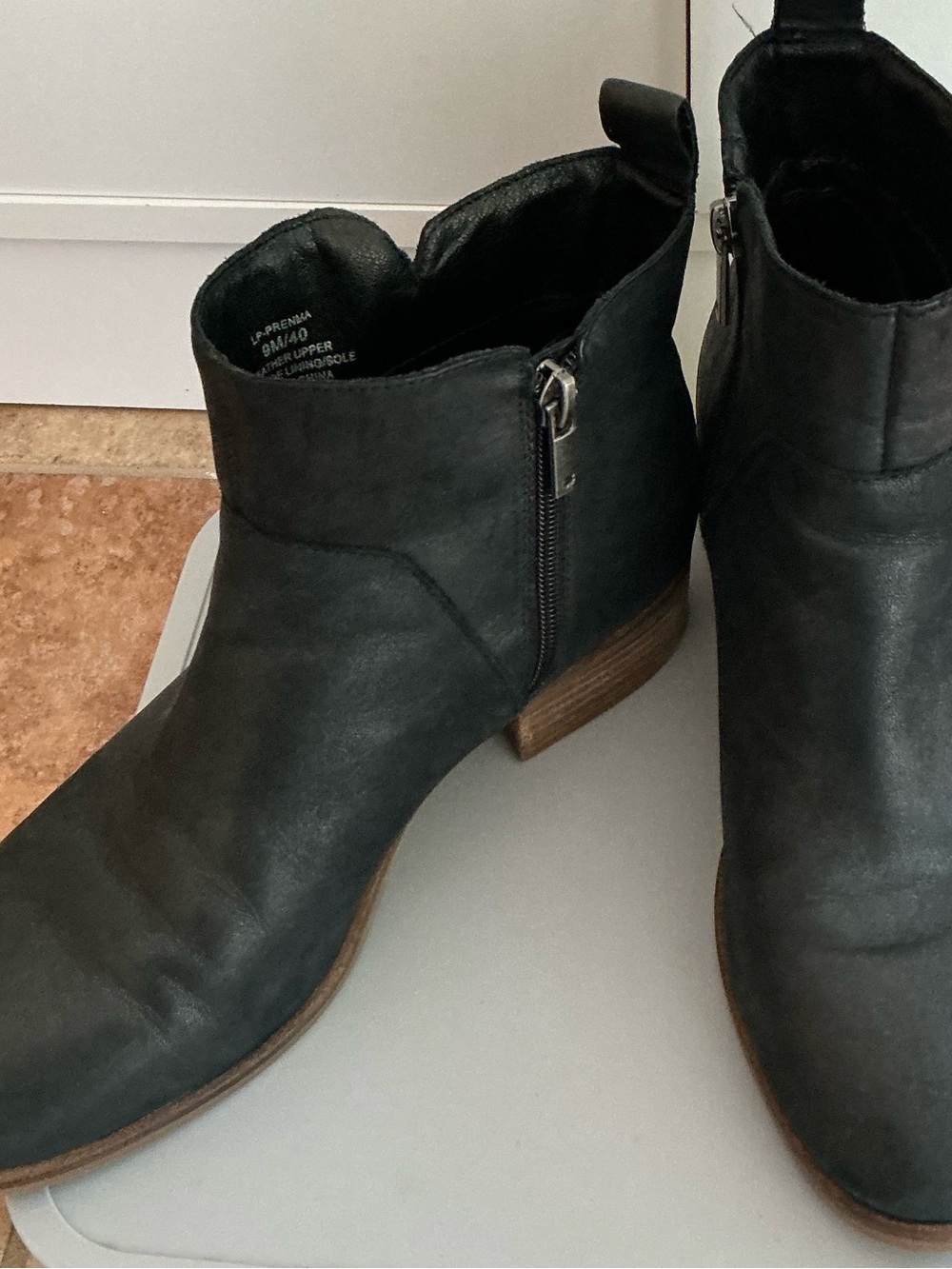 Lucky Brand Black Faux-Leather Ankle Booties with Side Zip